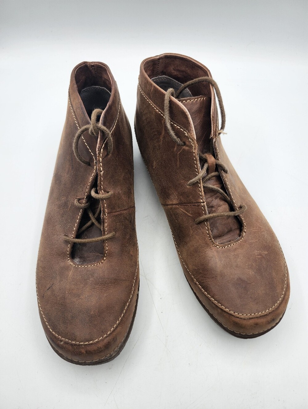 Duluth Trading Co Brown Leather Lace-Up Women's Ankle Booties